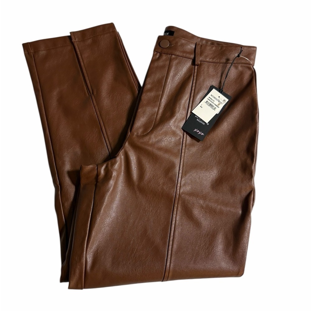 Wildfox Princess Faux Leather Seams Pant – Chocolate Fondant - Large